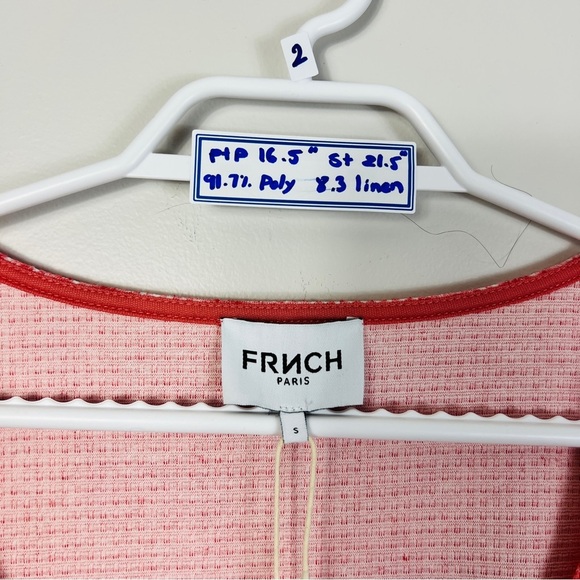 FRNCH PARIS Pink Jael Ruffle Should Crew Neck Long Sleeve Top  Women size S - Picture 10 of 16